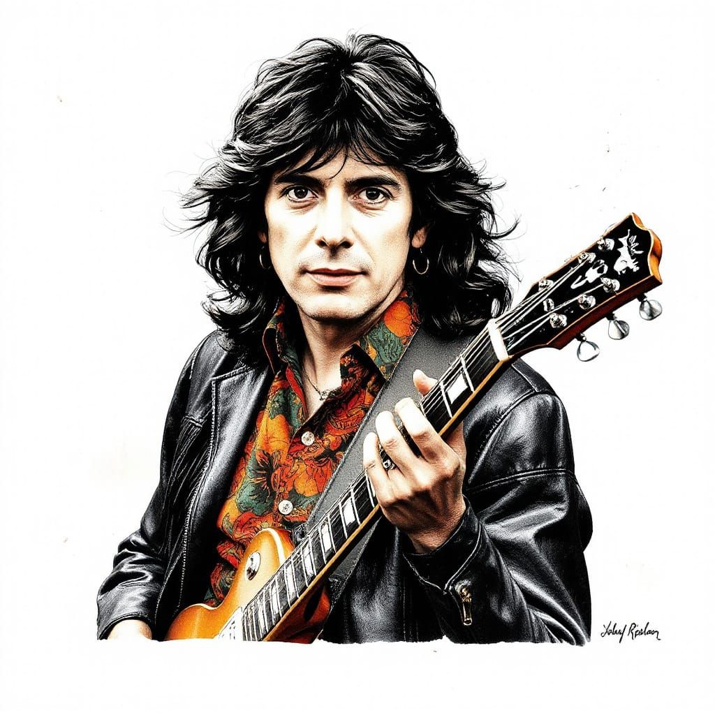 Rock Legend Ritchie Blackmore Captured in Ink Illustration
