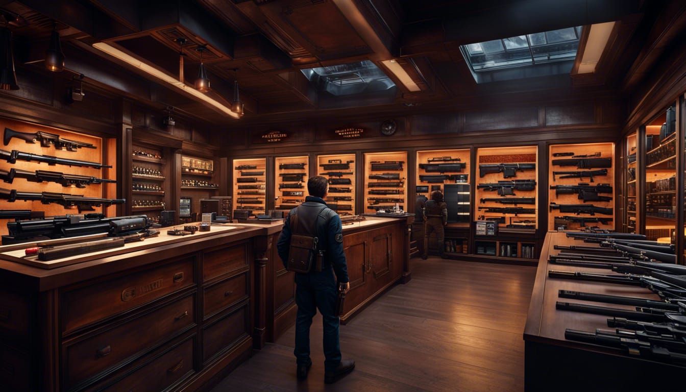 Sci-Fi Gun Store with Detailed Matte Painting