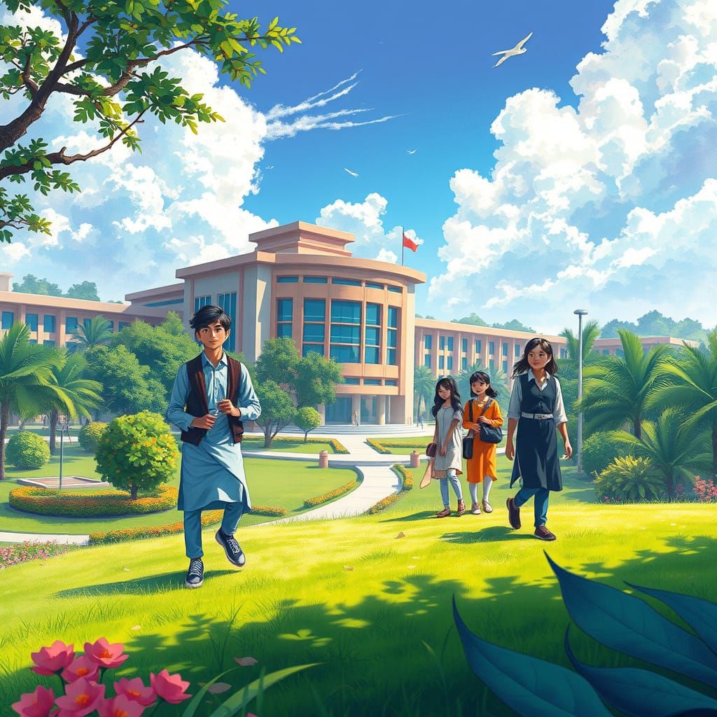 Vibrant Indian Youth Embracing Modern Education in Anime Sty...