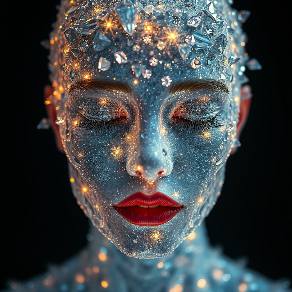 Ethereal Crystal Being Radiates Cosmic Luminescence