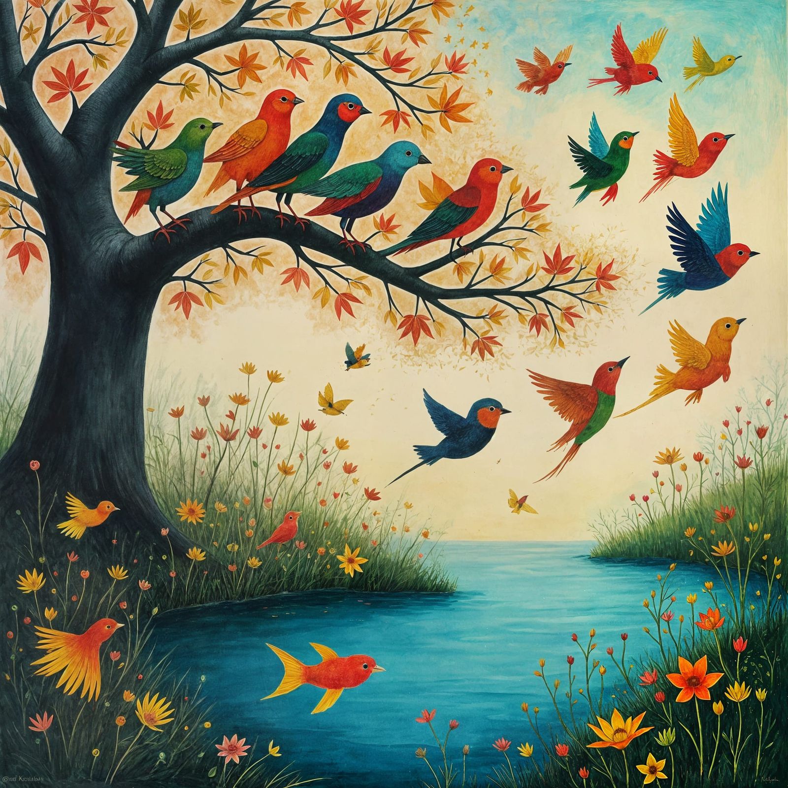 Birds and Fish Transformation in Surrealist Fantasy