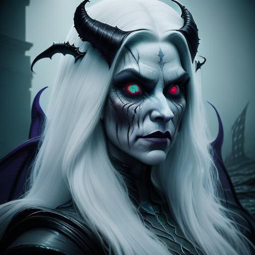 Terrifying Nephalem Hybrid at Crossroads in Dark Fantasy