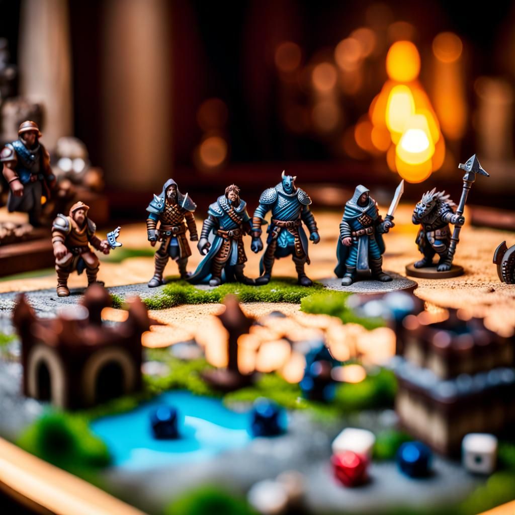 D&D Tabletop Game with Miniatures in Sharp Focus