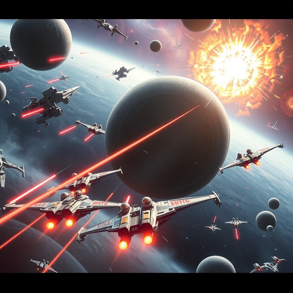 Epic Space Battle: Death Star vs Rebel Alliance in Stunning...
