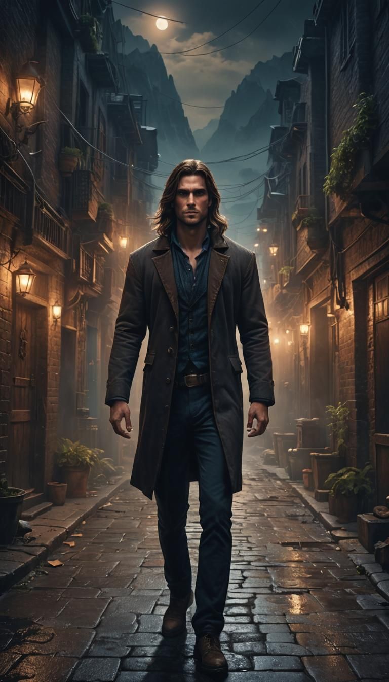 Handsome Man in Misty Alley: Fantasy Concept Art