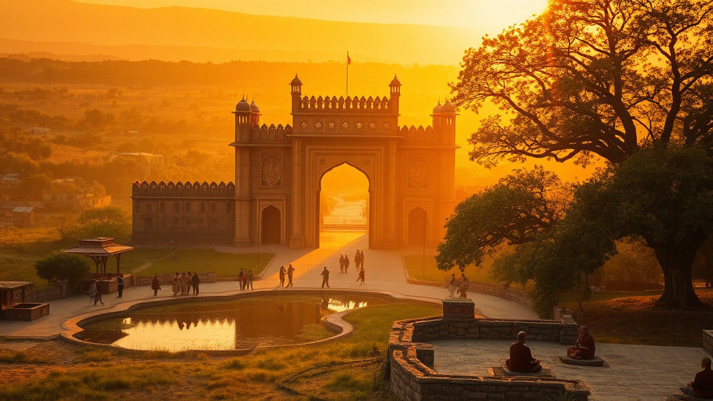 Ancient Indian Cityscape in Golden Light