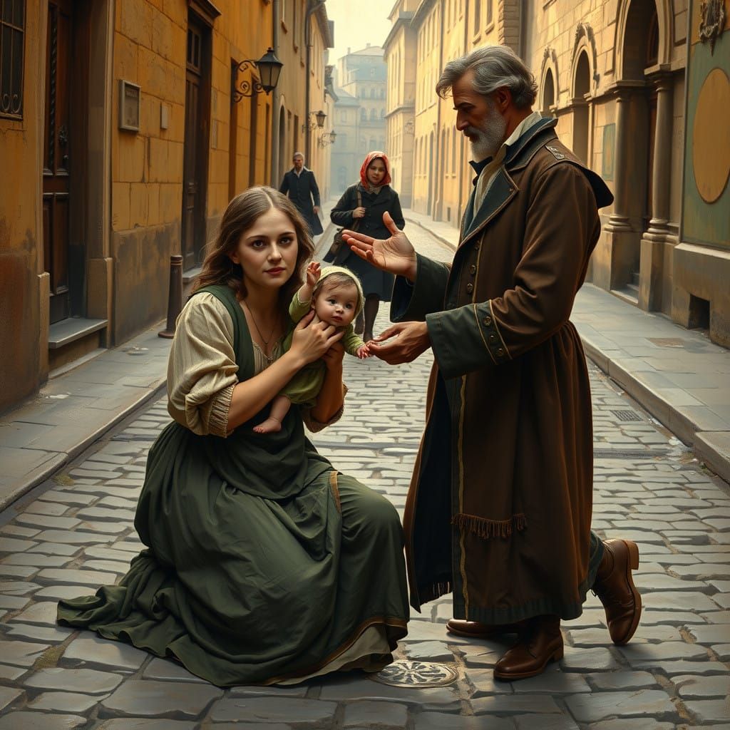 Medieval Woman Begs for Help, Gentleman Offers Kindness