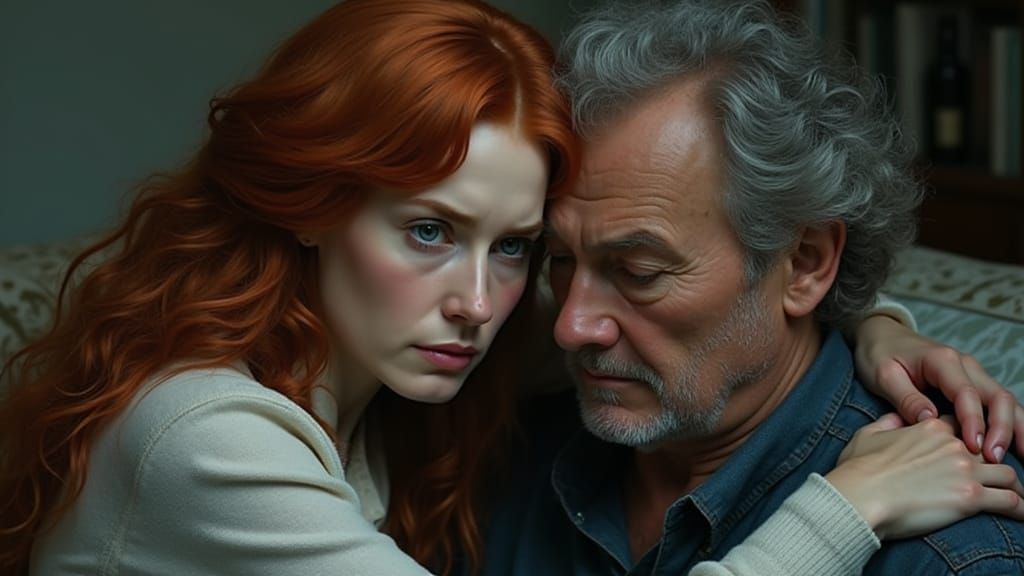 Poignant Comfort Scene in Expressionist Style