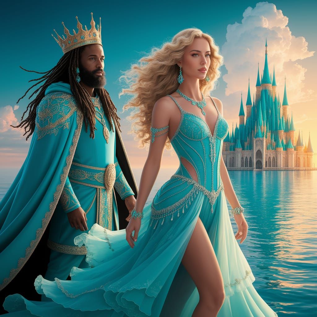 Turquoise Queen and King with Azure Palace