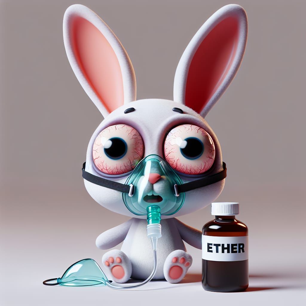 Dazed Cartoon Rabbit with Ether in 3D Animation
