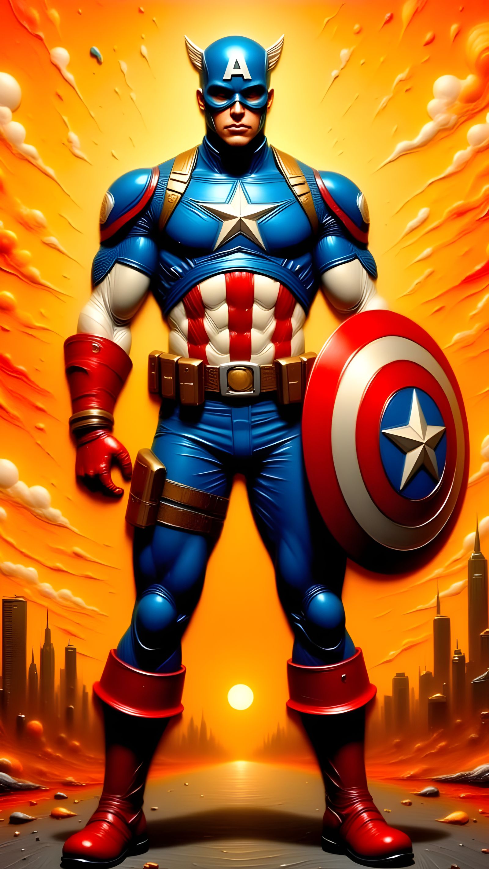 Captain America in Impasto 3D Oil Painting Style