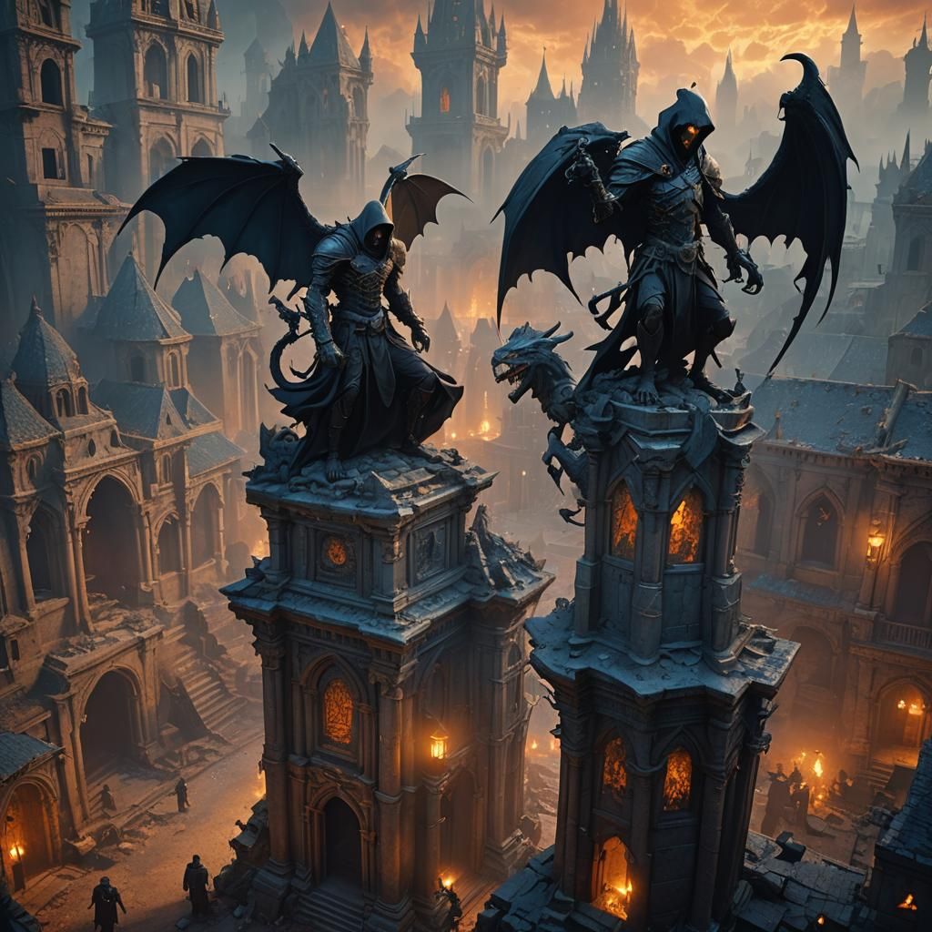 Grim Reaper and Gargoyle Warriors in Dark City