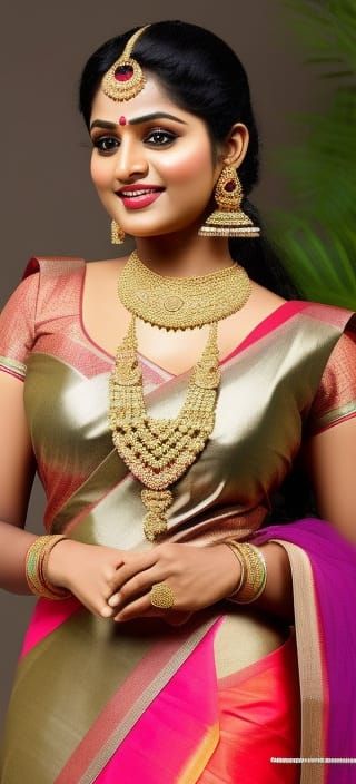 Malayalee Lady in Mundum Neriyathum: Detailed Portrait