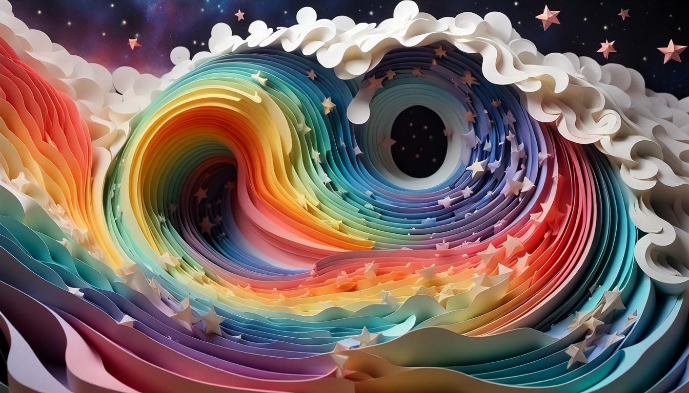Iridescent Stars in Cosmic Rainbow Papercraft