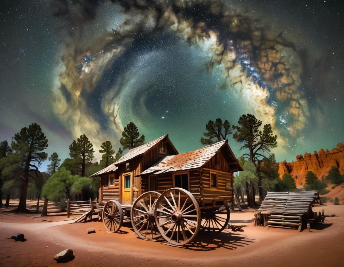 Bryce Canyon Meteor Shower in Van Gogh Style