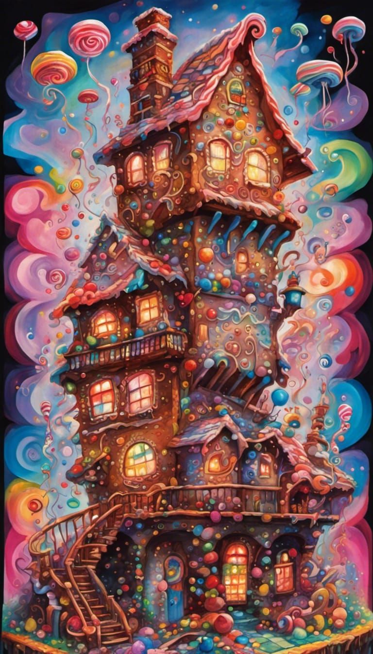 Gingerbread House Wonderland by Tim Burton and Kandinsky