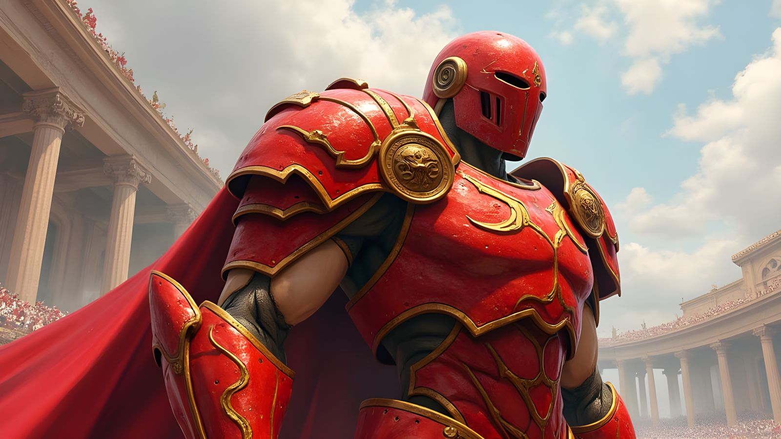 Cyberpunk Roman Centurion in Anime-Style Armor