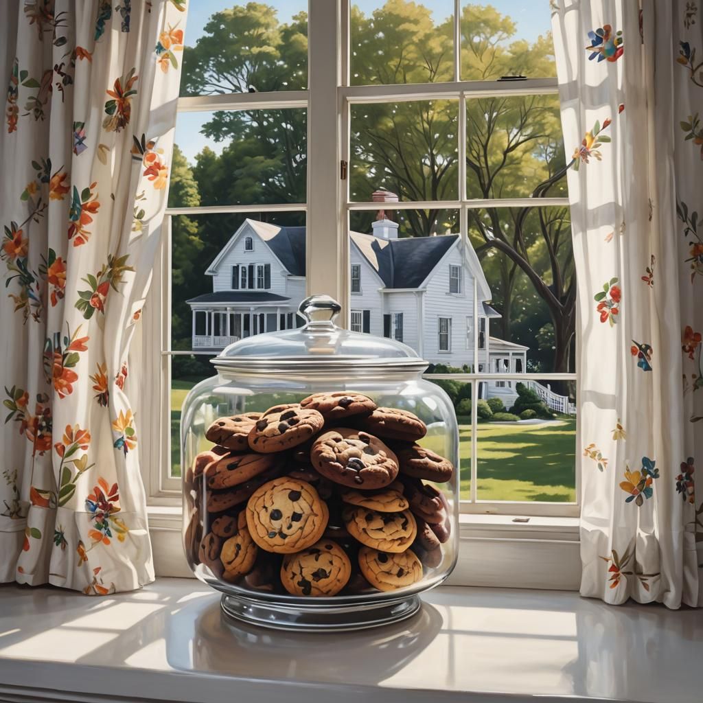 Farmhouse Kitchen with Cookie Jar in Hyperrealistic Style
