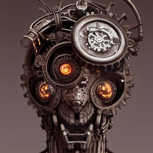 Steampunk Cyborg Sculpture in Baroque Style