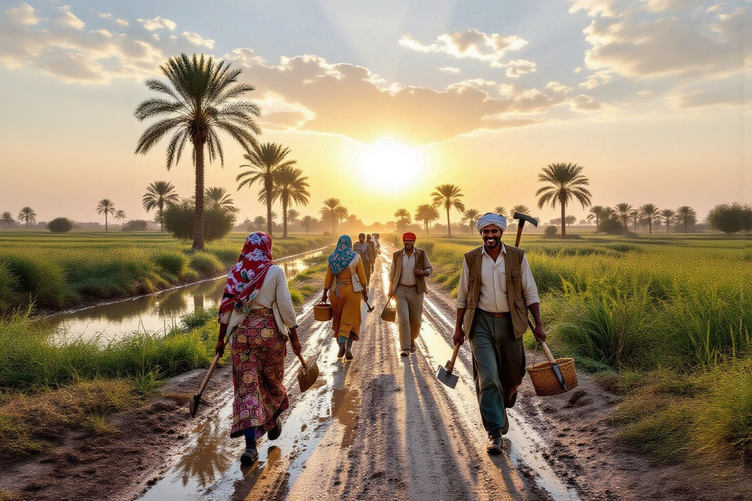 Egyptian Farmers on a Bright Morning