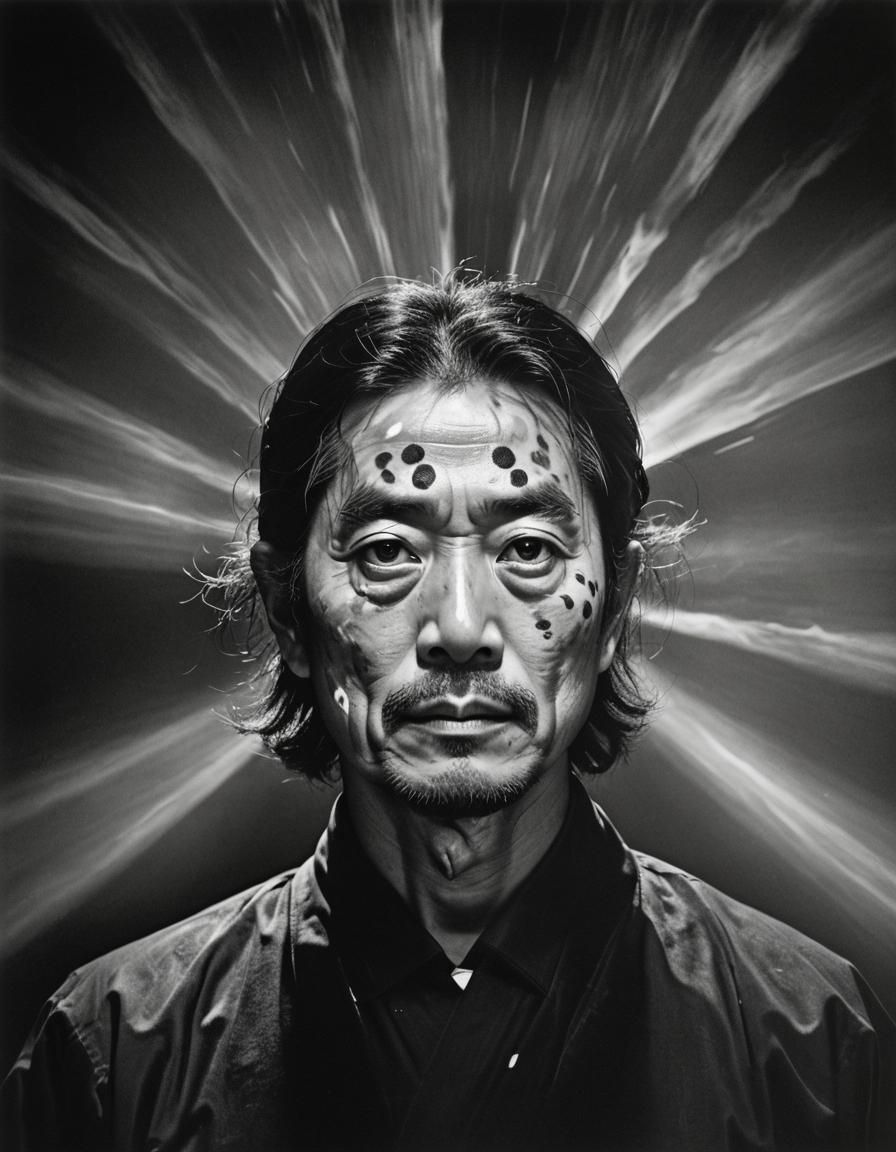 Dramatic Japanese Portrait in Dark Theater
