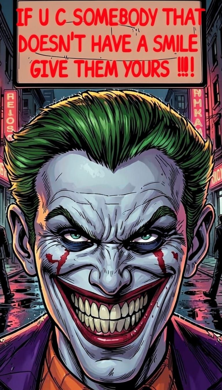 Joker Smiles Wickedly in Comic Book Art Style