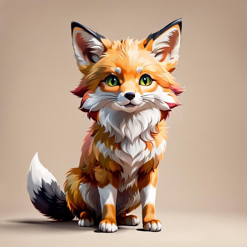 Cute Fox Cat Chimera Illustration in 8k