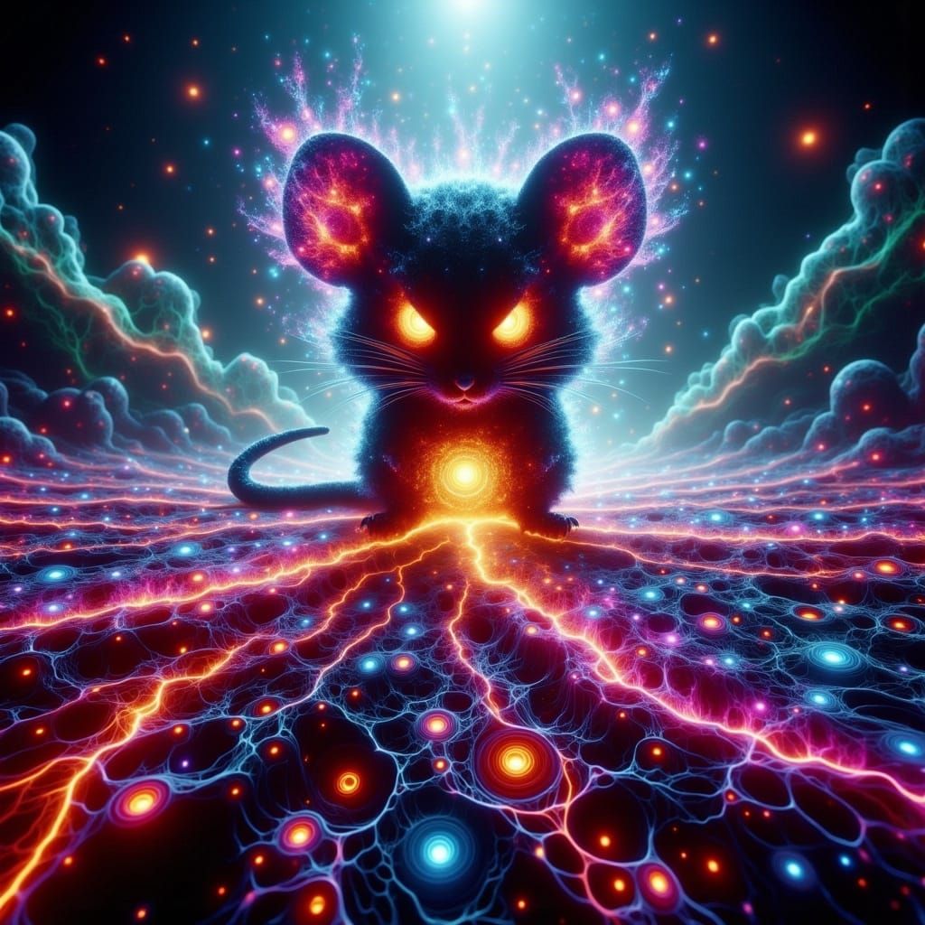 Vibrant Chiaroscuro Scene with Radiant Core and Neon Biolumi...