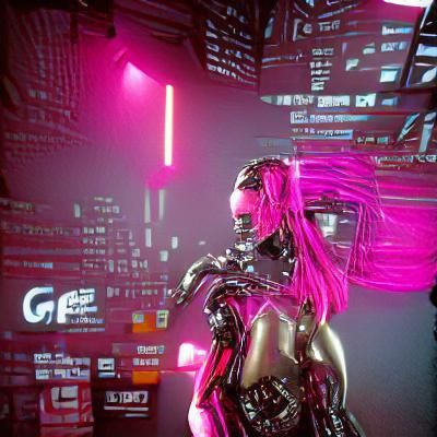 Cyberpunk Woman with Pink Glow in Unreal Engine