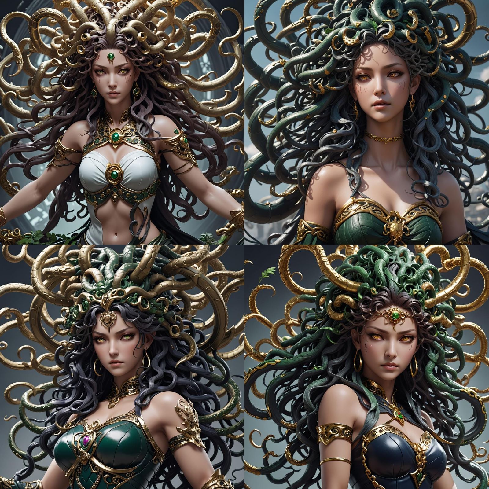 Detailed 3D Anime Art of a Powerful Medusa