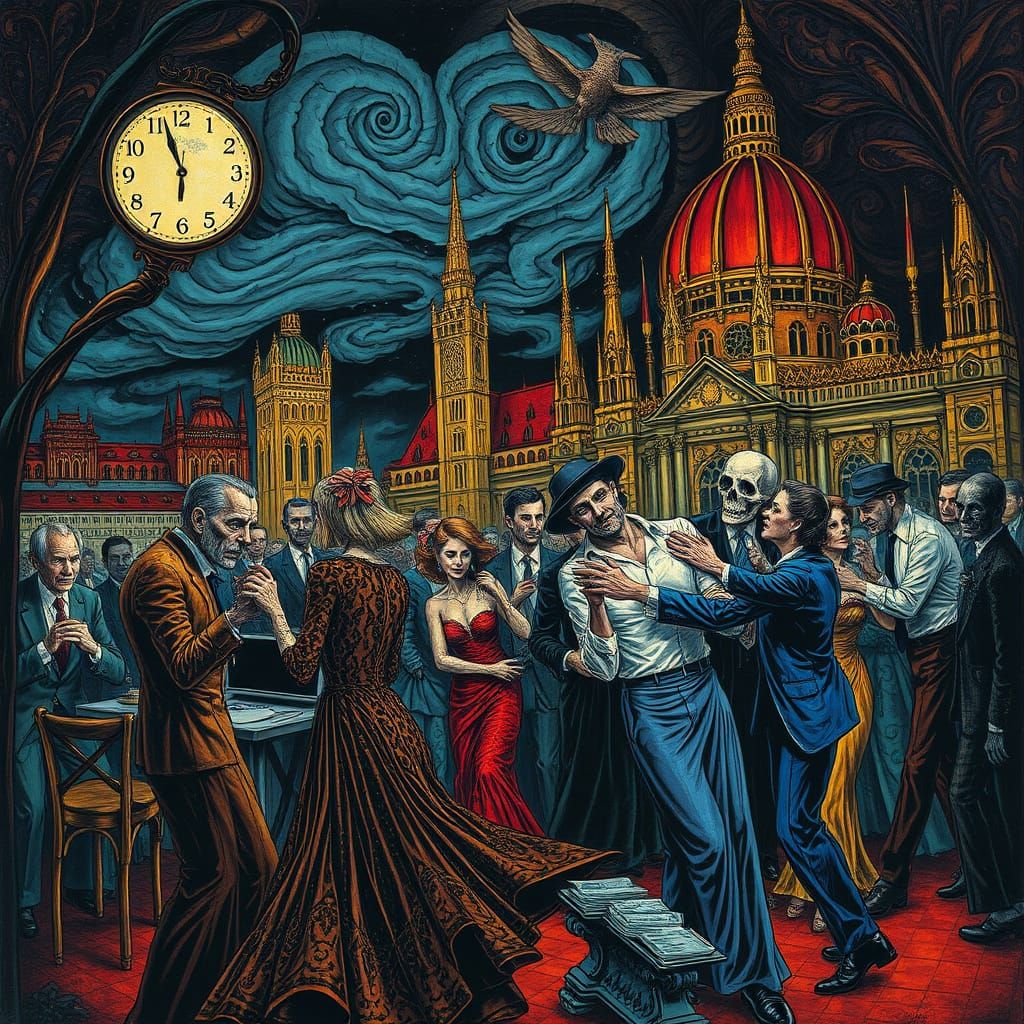Zombie Prom Night in Budapest with Ivan Bilibin Style