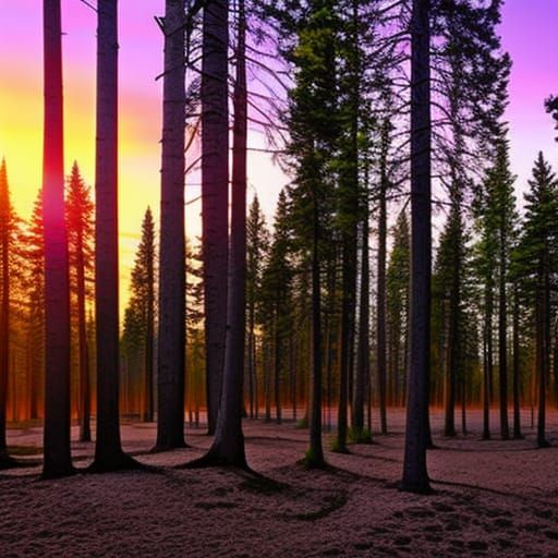 Crystal Forest Sunset: Photorealistic Landscape