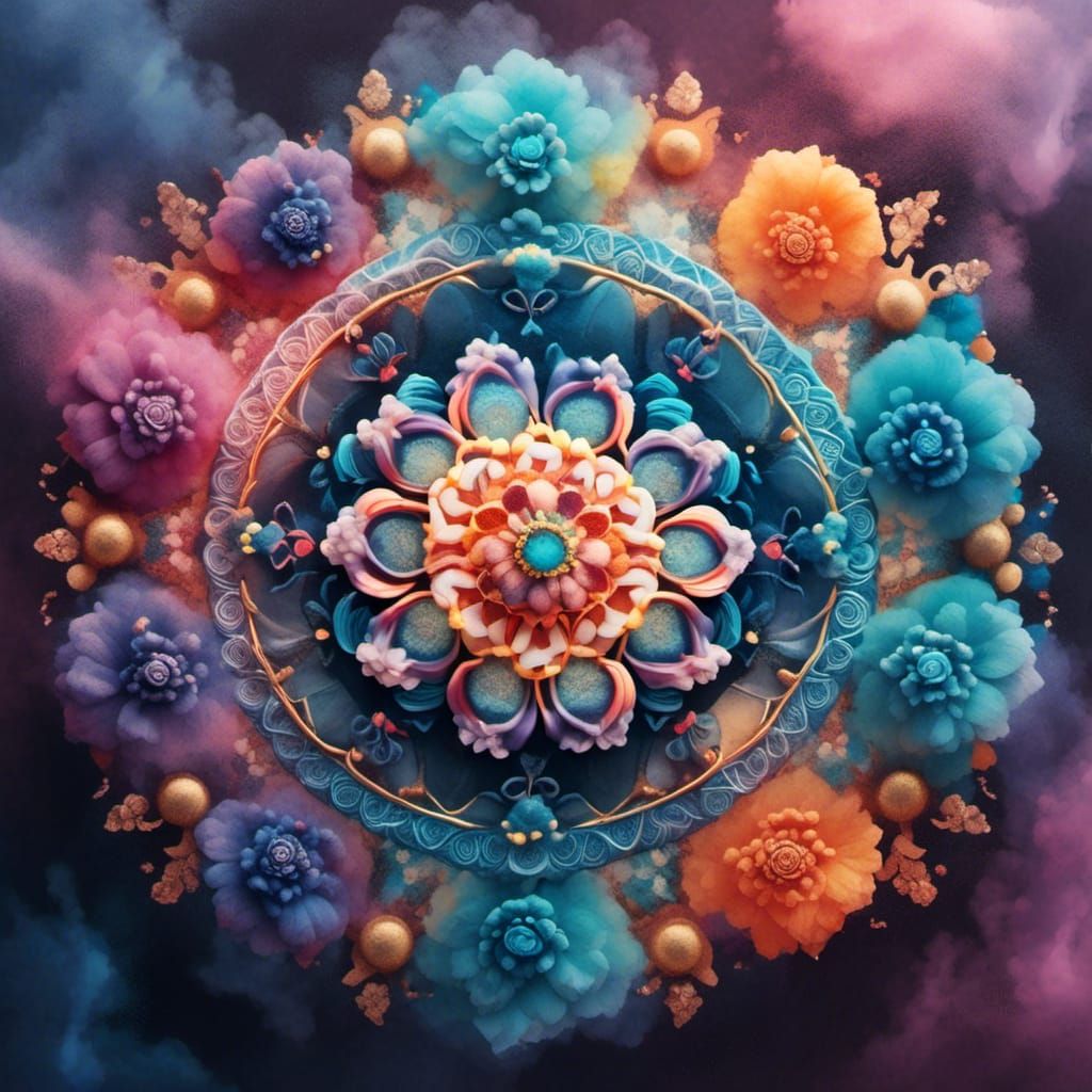 Detailed Chakra Mandala in Pastel Powder Style