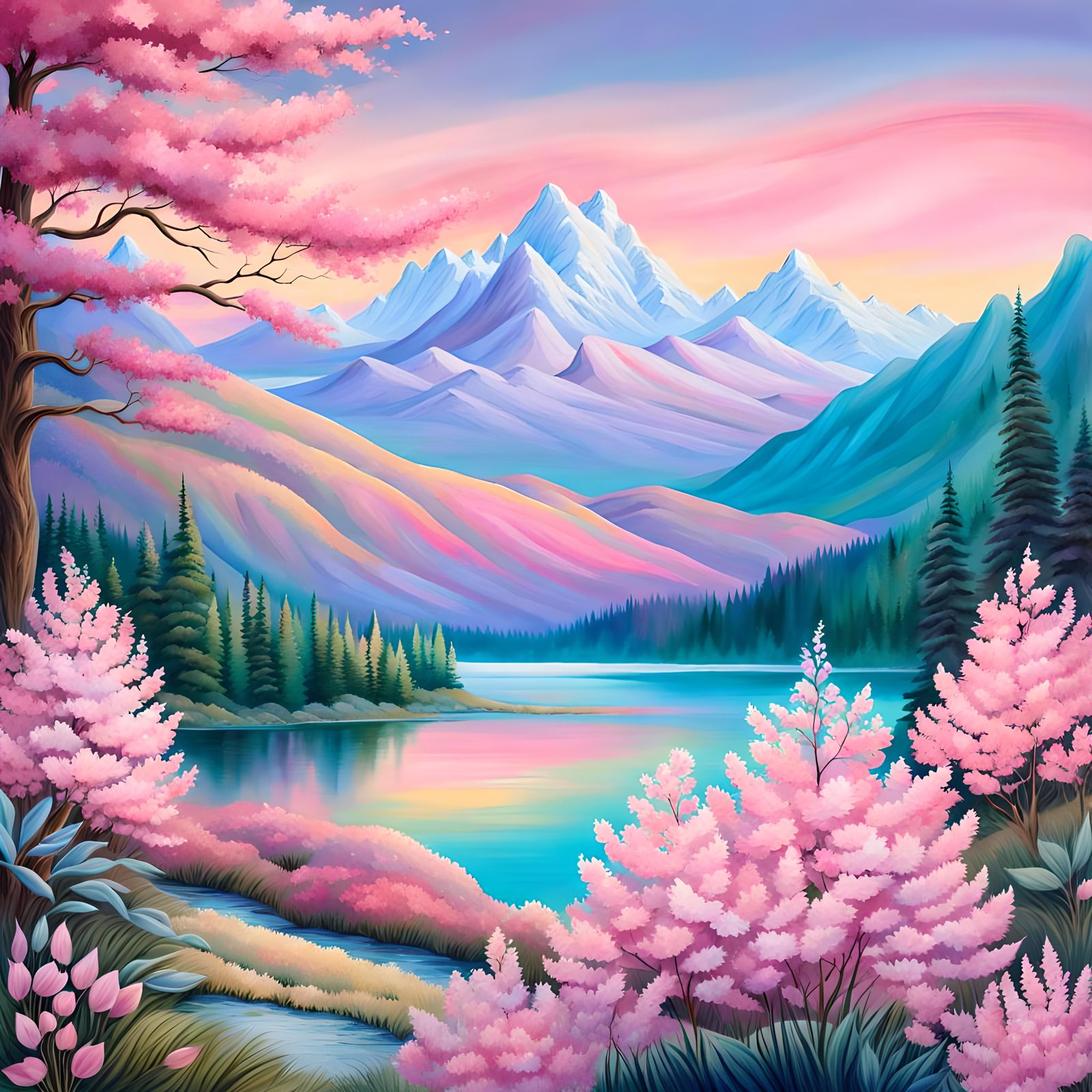 Pastel fantasy landscape