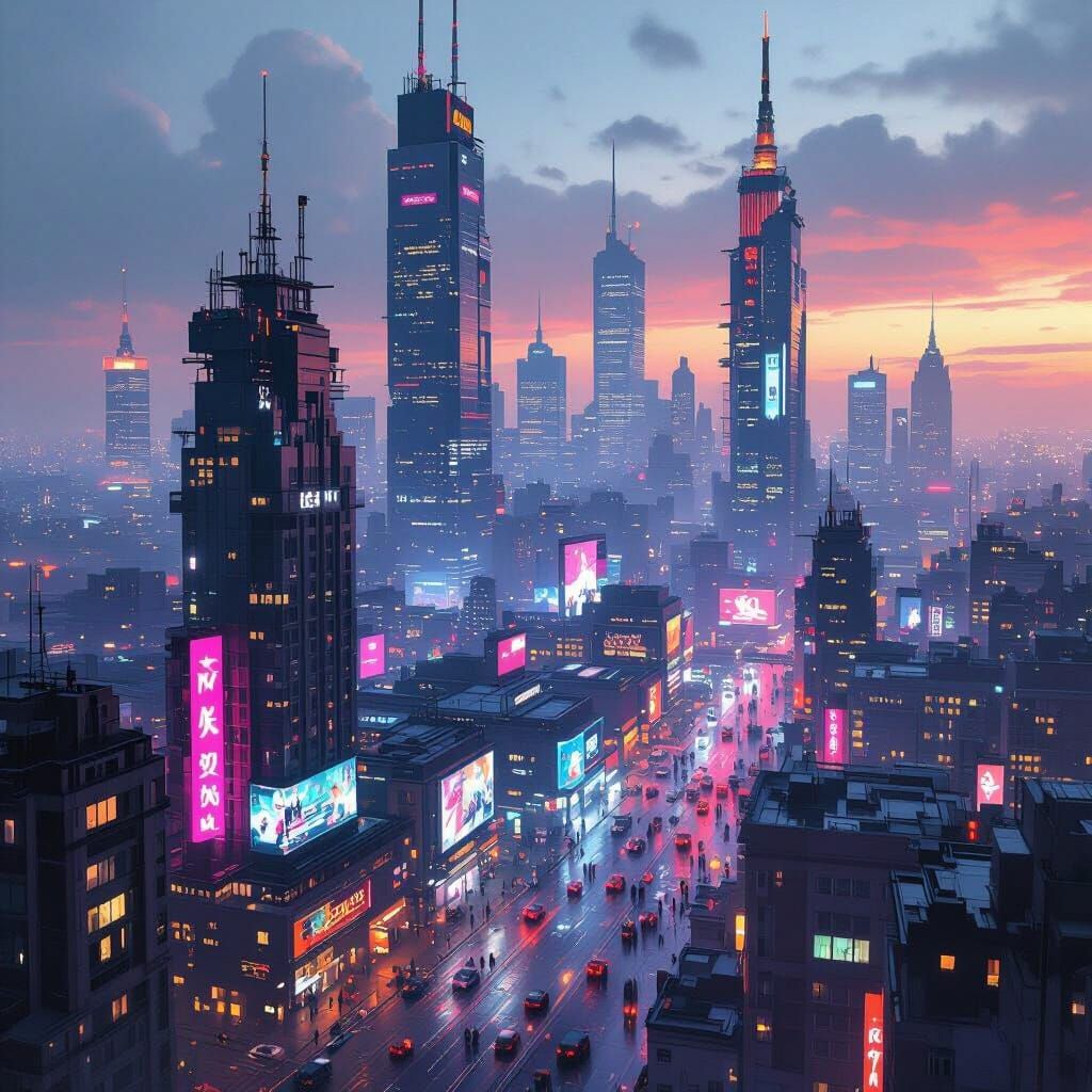 Dystopian Warsaw 3025: Cyberpunk Cityscape