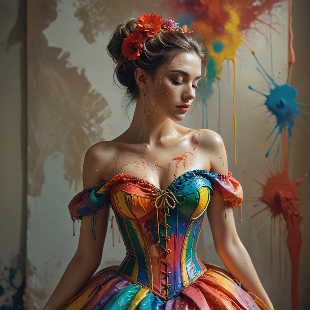 Elegant Surreal Woman as Oil Painting in Dreamlike Style