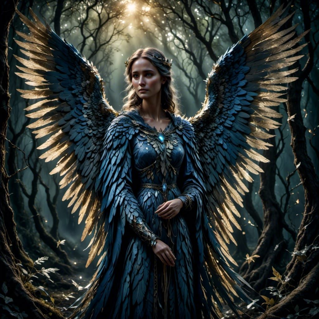 Eerie Angel in Dark Fantasy Forest Concept Art