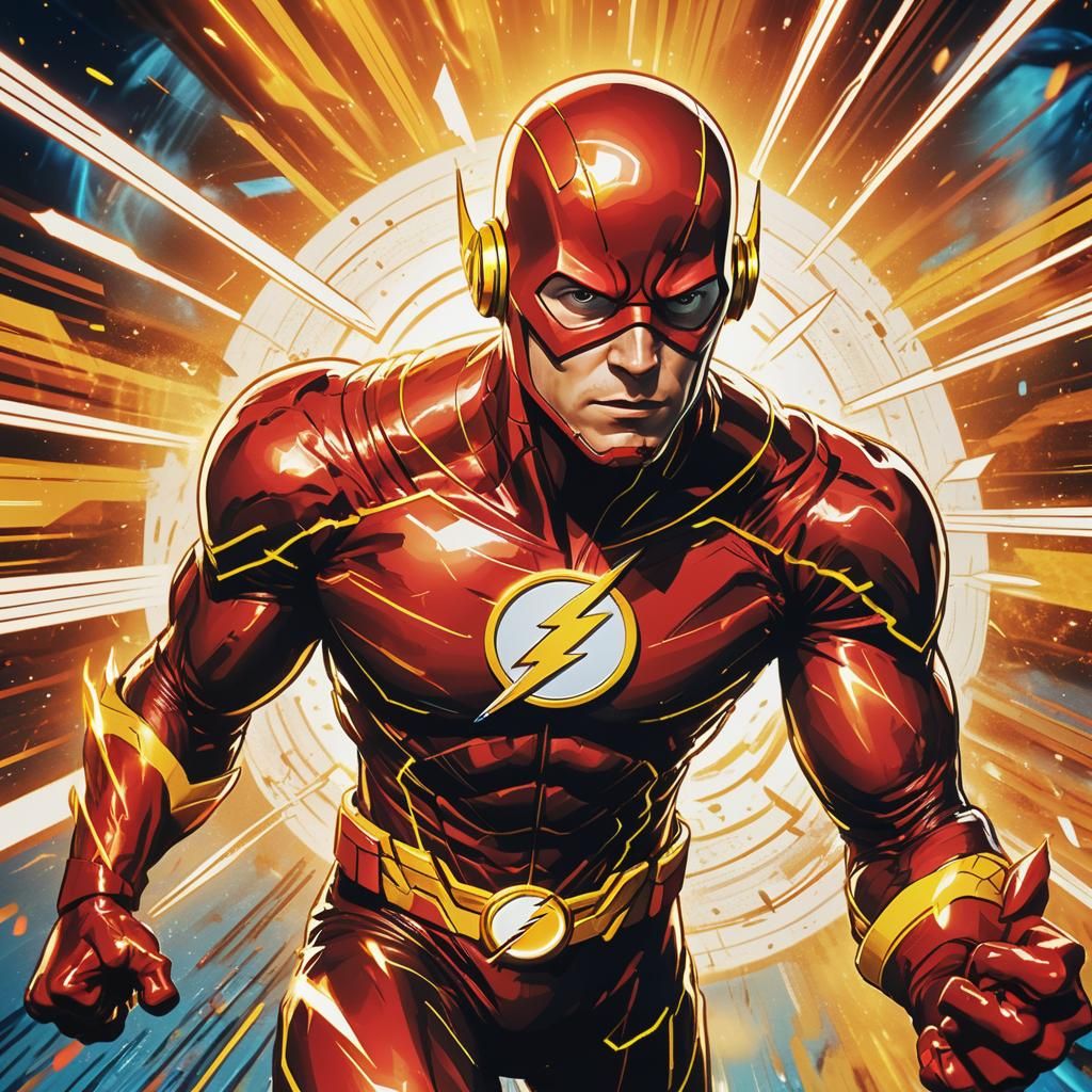 Flash Superhero Running in Space: 3D Concept Art