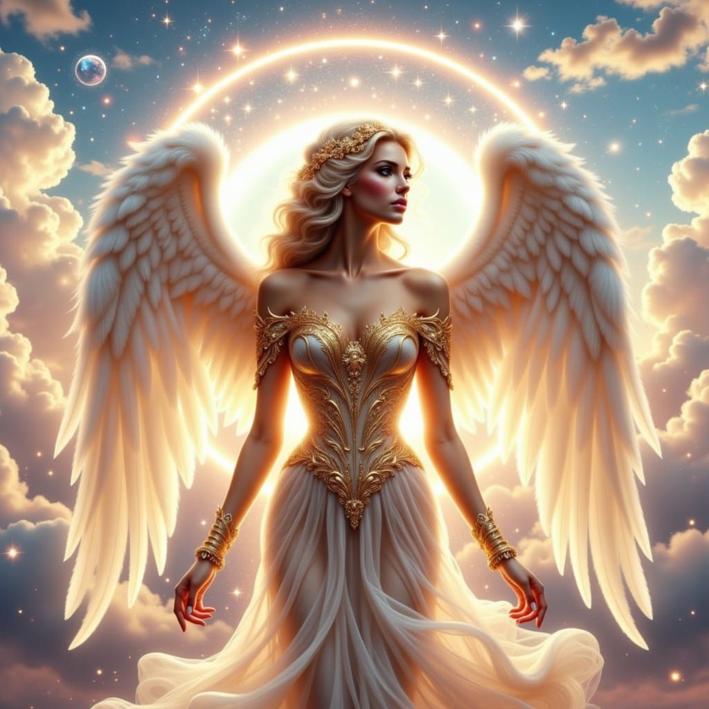 Heavenly Archangel in Transparent Neoclassical Style