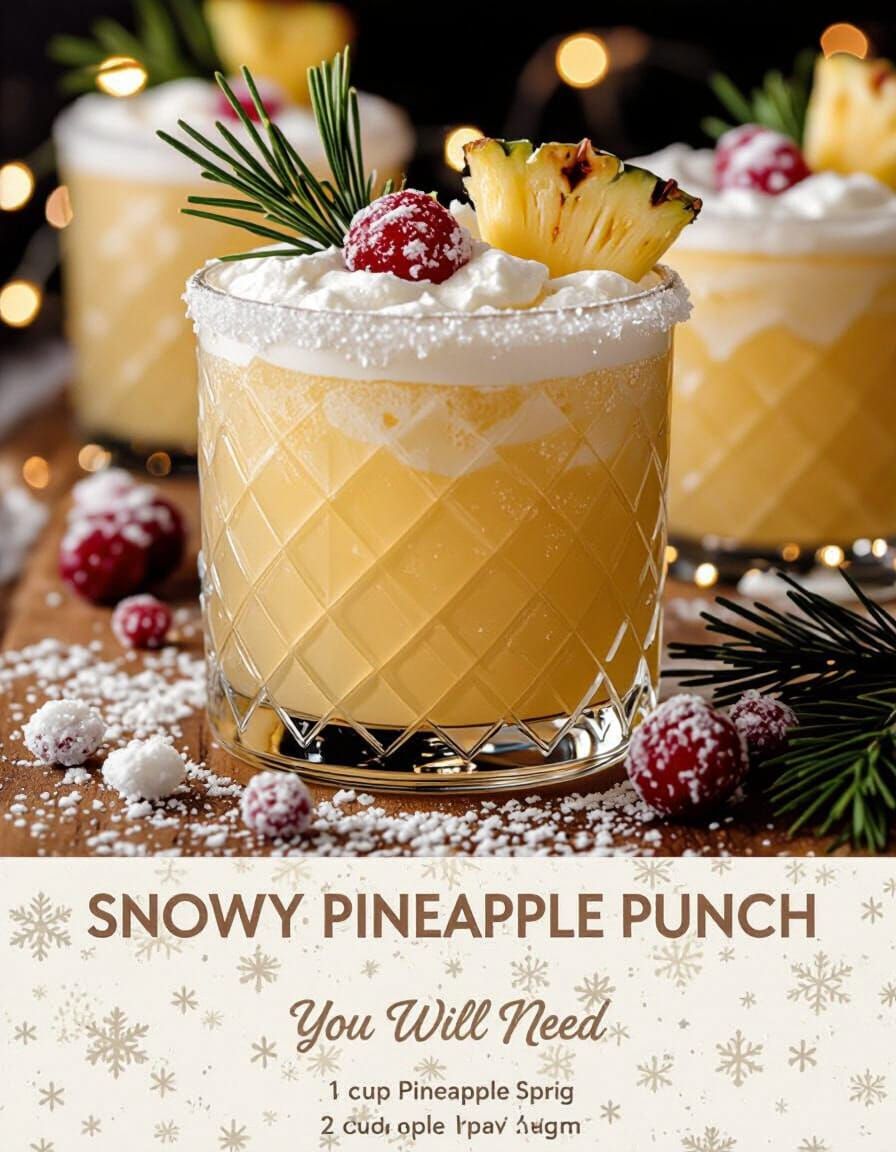 Snowy Pineapple Punch Cocktail in Frosted Glass