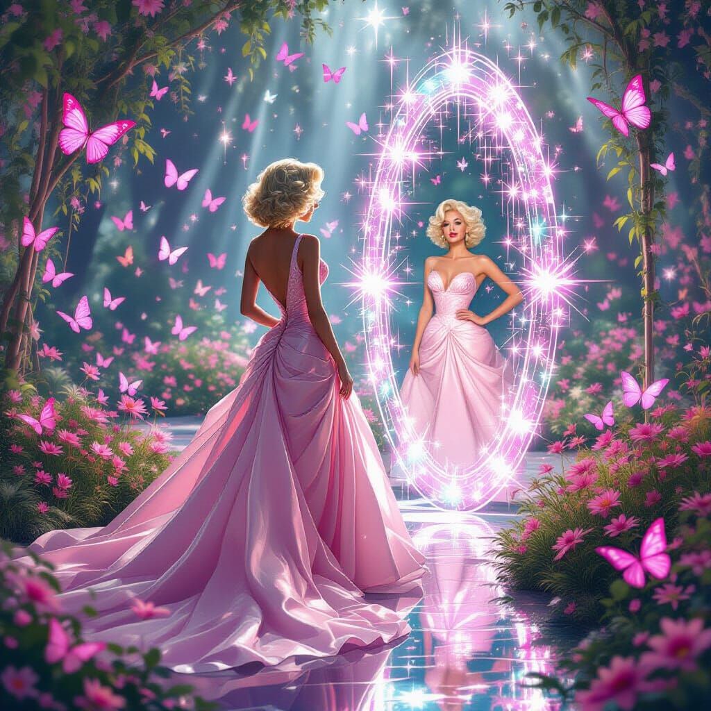 Marilyn Monroe in a Futuristic Dream Garden