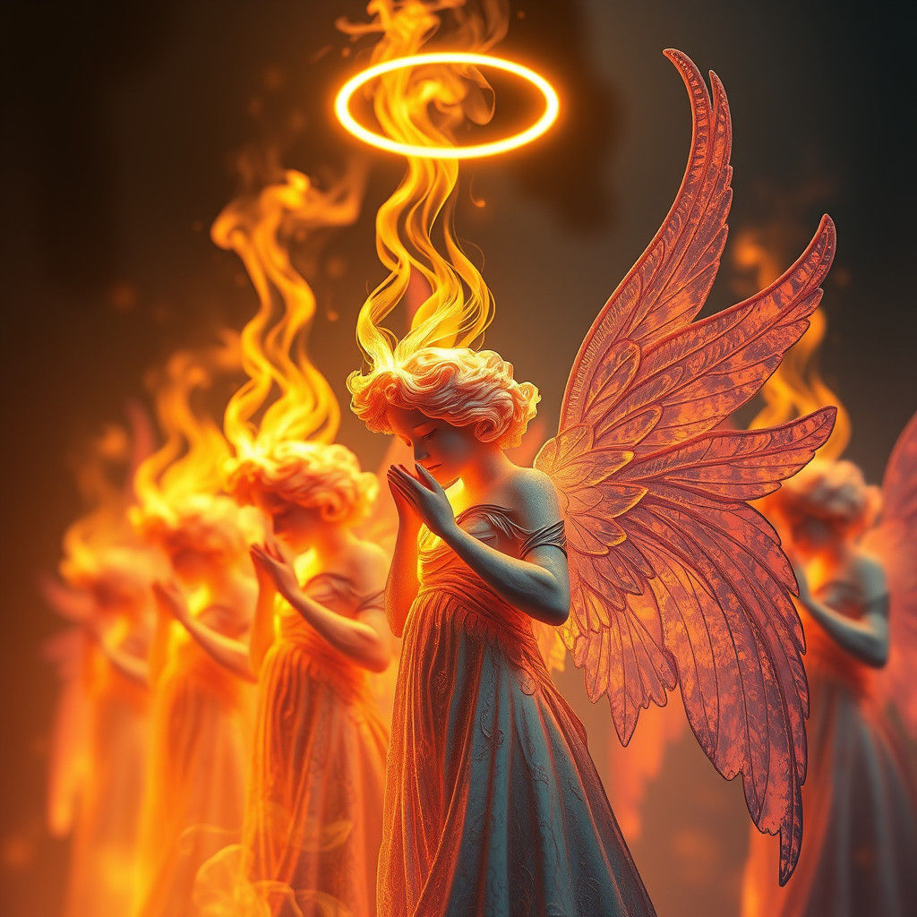 Angels of Living Flame in Hyperrealistic Style