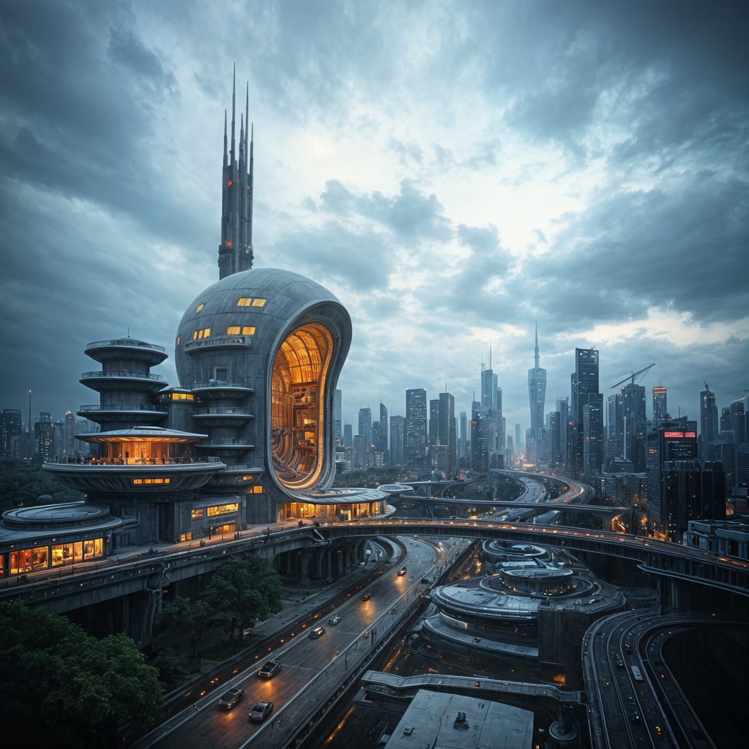Cyberpunk Megastructure Rises from Urban Wastes