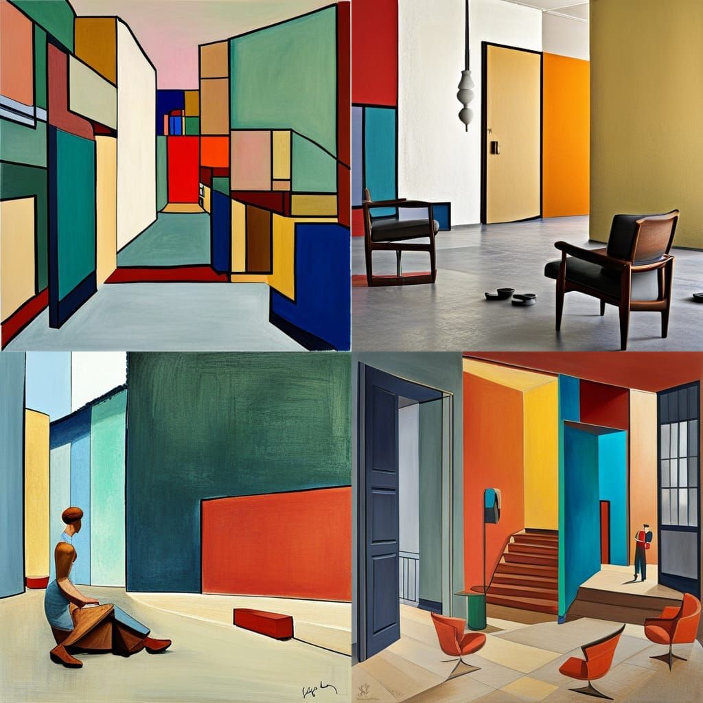 Abstract Art Inspired by Le Corbusier: Colorful Painting