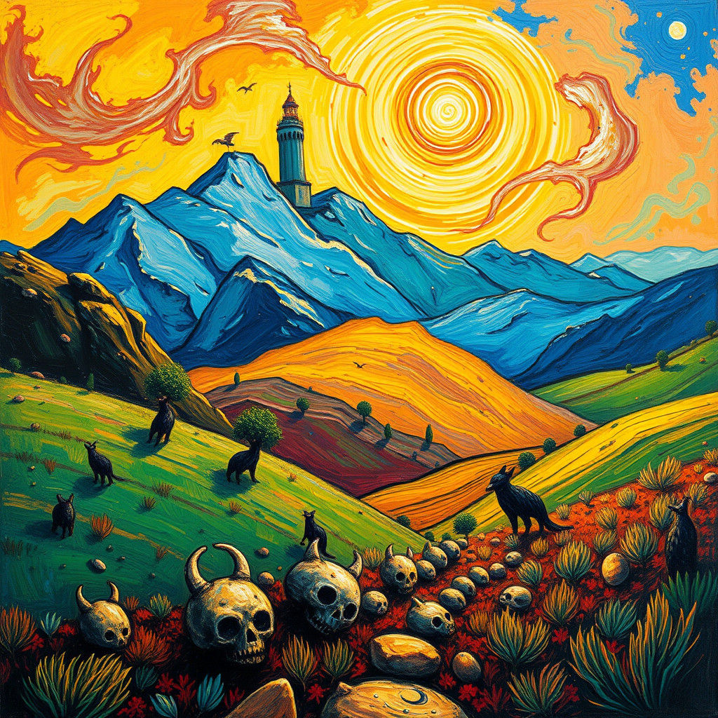 Dreamlike Landscape in Post-Impressionist Style