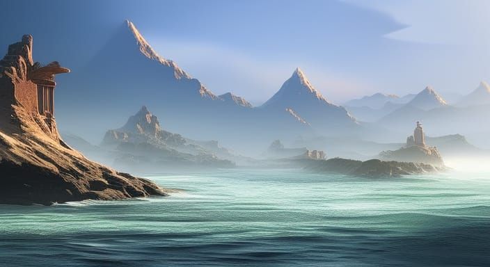 Yoga Flag in a Detailed Matte Painting