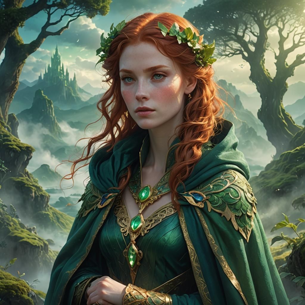 Redhead in Venusian Landscape: Fantasy Concept Art