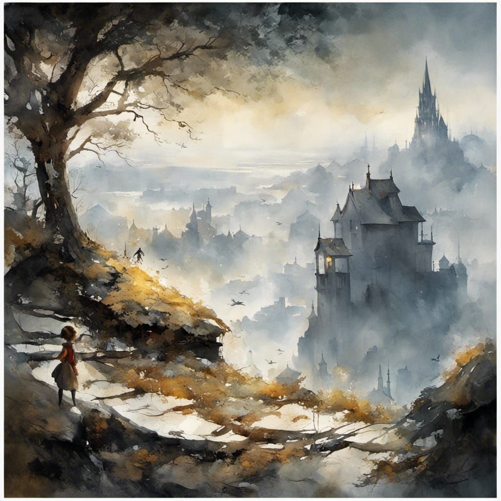 Dreamy Vista Inspired by Watercolor Masters