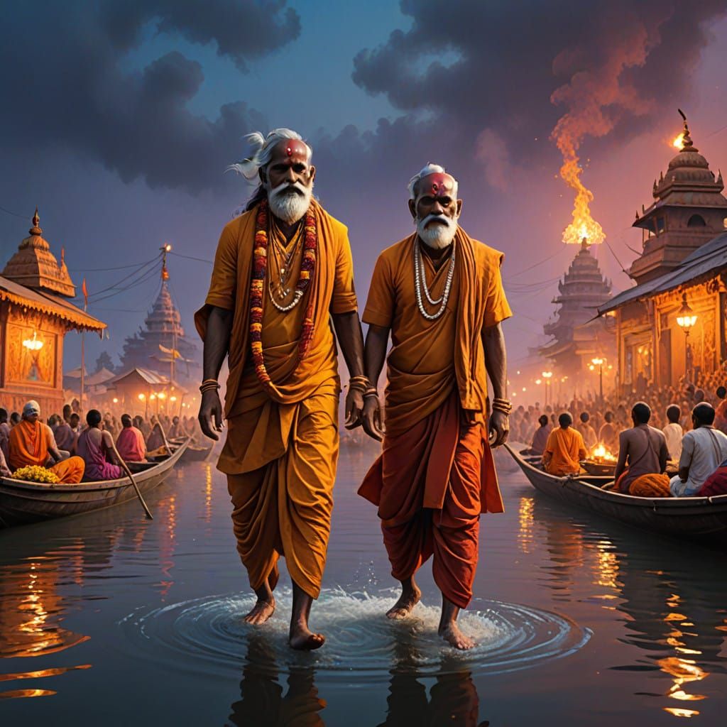 Surreal Hyperrealistic Art of Maha Kumbh Mela in Vibrant Col...