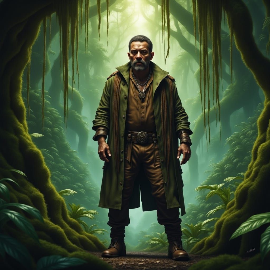 Misty Forest Man: A Cinematic Poster